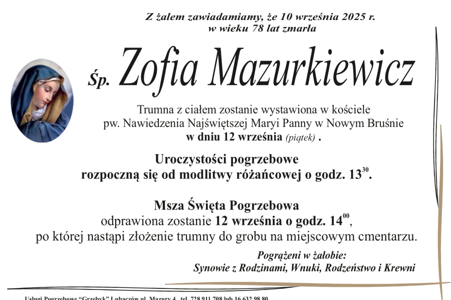 Zmarła Zofia Mazurkiewicz [78 lat]
